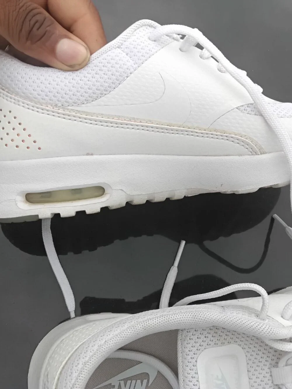 Nike Air Max Thea Triple White Sneaker 8 Womens Lace Up Shoes
